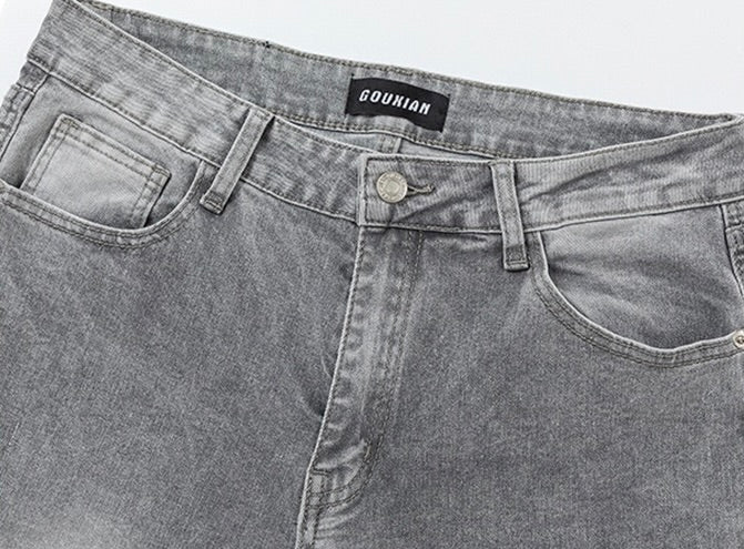 GRAUE STONEWASHED-JEANS