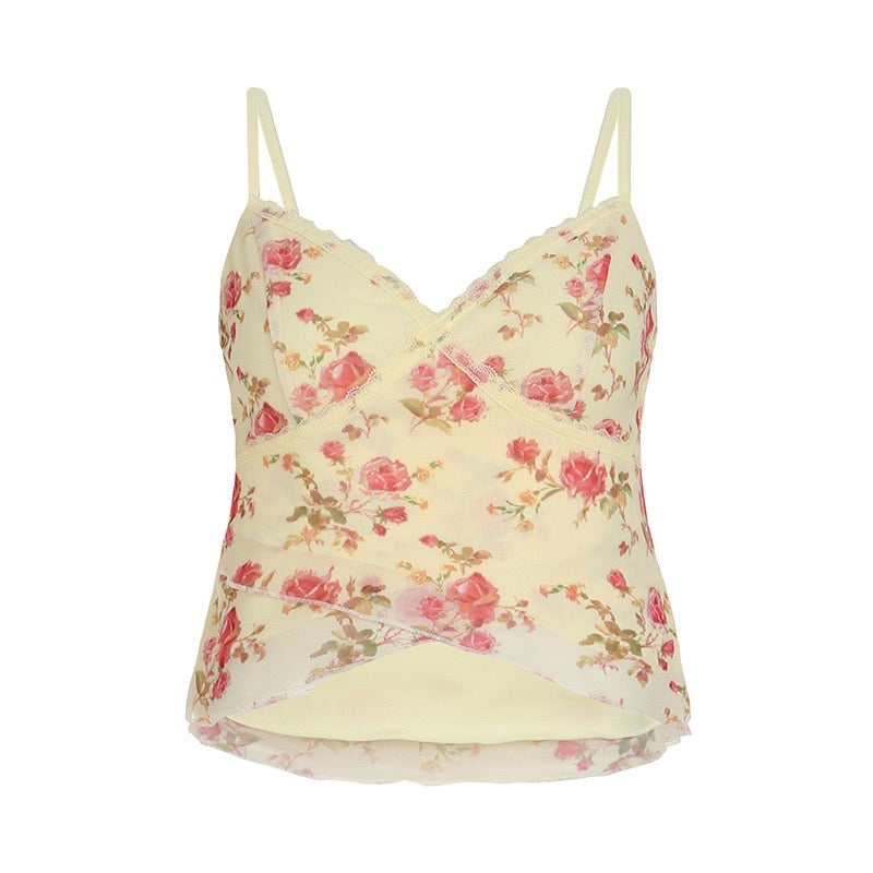 SOMMERTOP MIT TRÄGERN UND FLORALPRINT