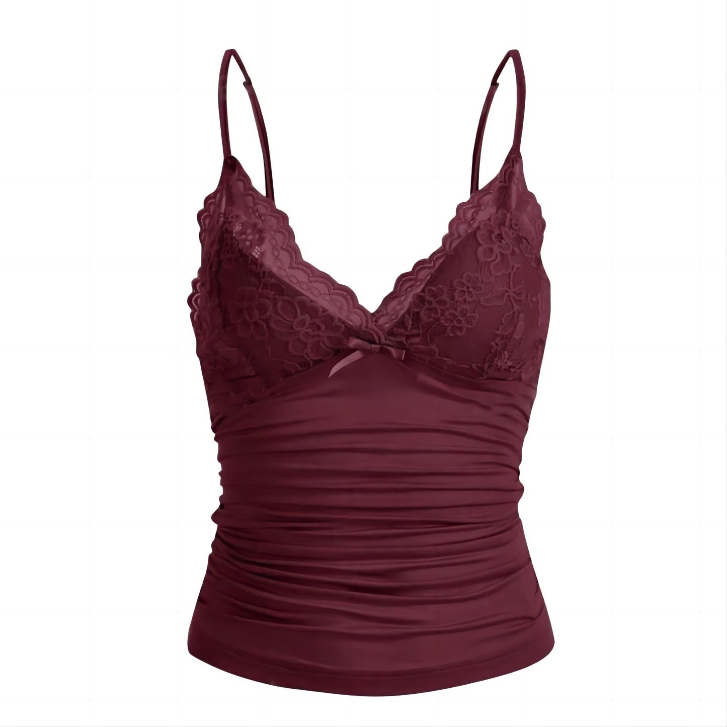 TRÄGERTOP MIT V-AUSSCHNITT UND ZARTEM SPITZENDESIGN