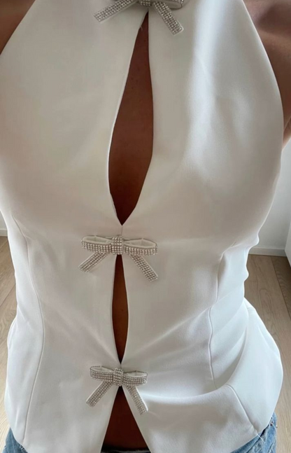 GLIMMER TOP MIT SCHLEIFEN