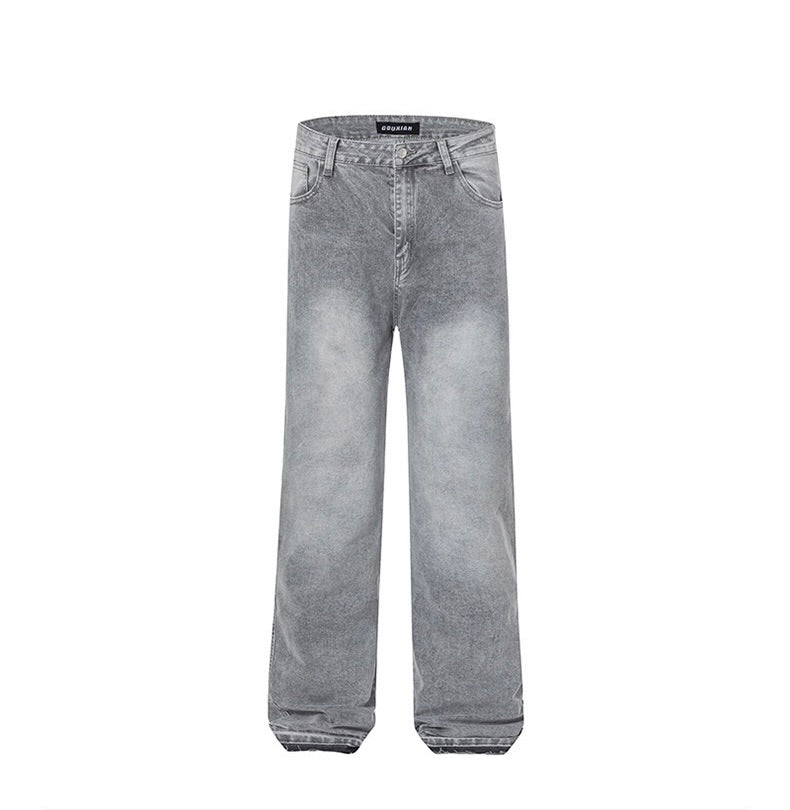 GRAUE STONEWASHED-JEANS