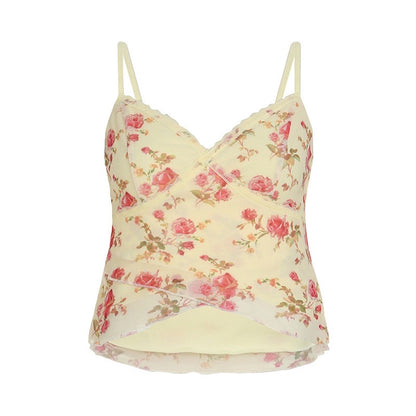 SOMMERTOP MIT TRÄGERN UND FLORALPRINT