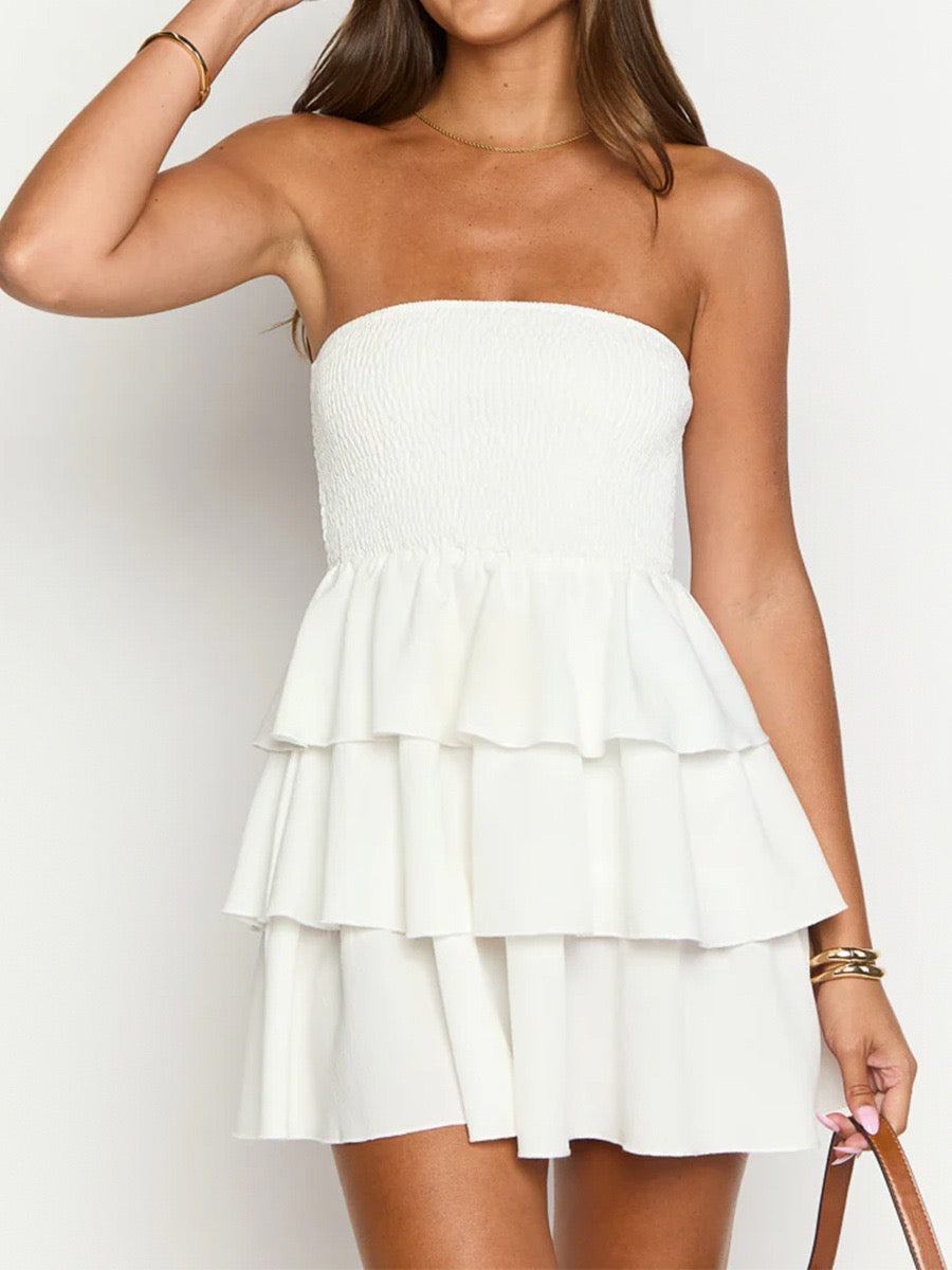 TRÄGERLOSES KLEID MIT BUSTIER-OBERTEIL