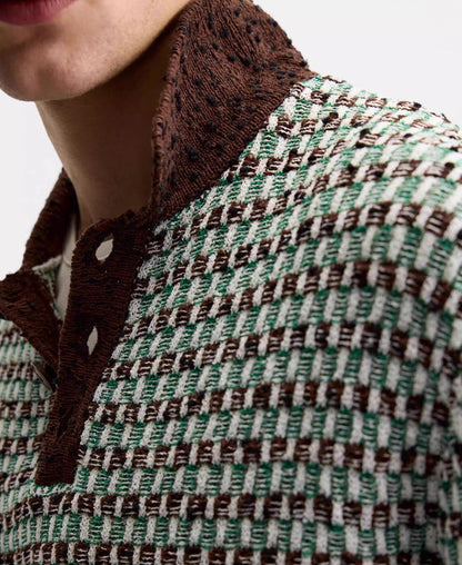 OPEN COLLAR KNIT POLO – GRÜN