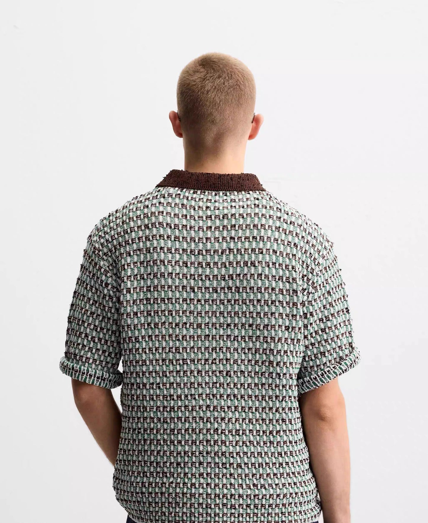 OPEN COLLAR KNIT POLO – GRÜN