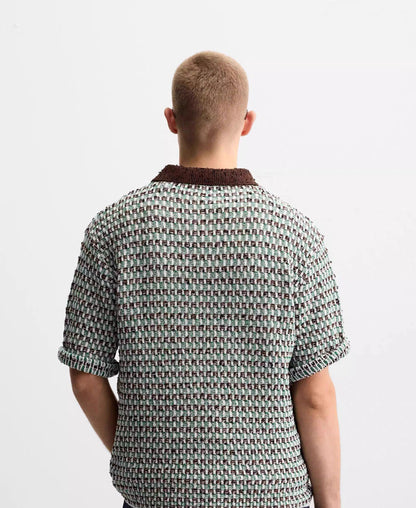 OPEN COLLAR KNIT POLO – GRÜN