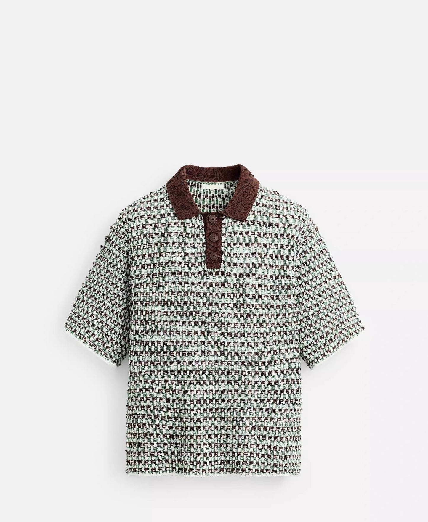 OPEN COLLAR KNIT POLO – GRÜN