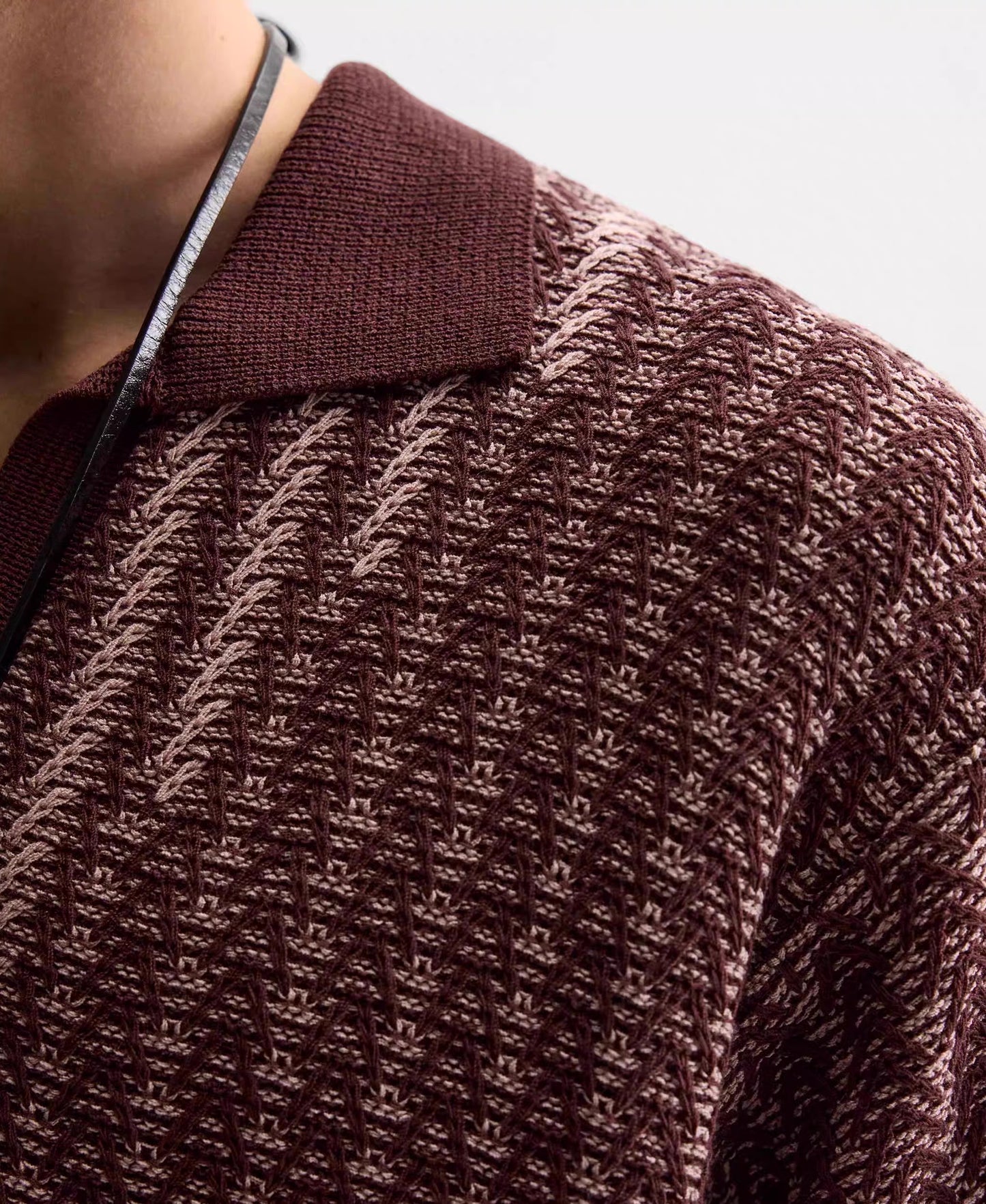 OPEN COLLAR KNIT POLO – ROT