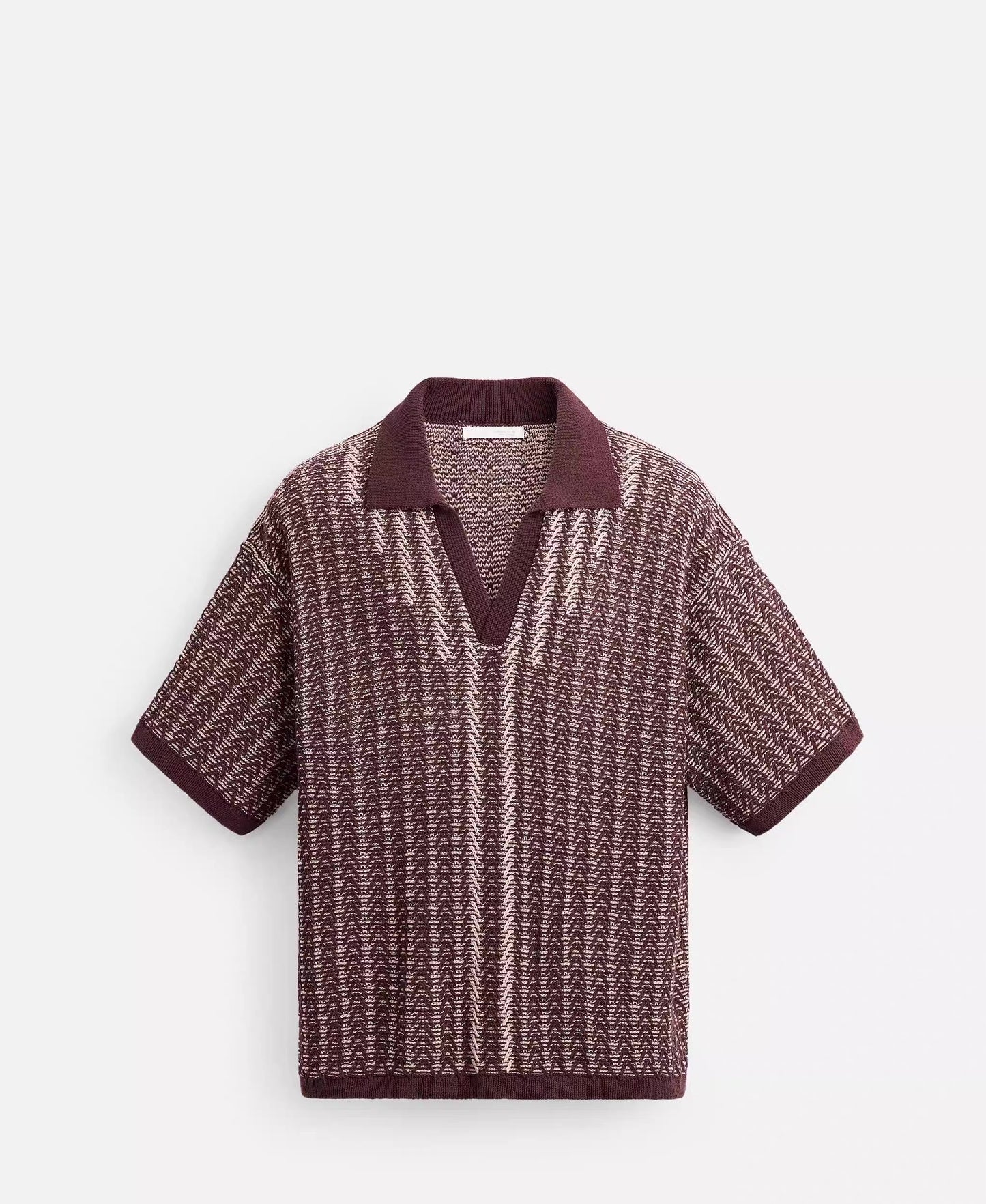 OPEN COLLAR KNIT POLO – ROT