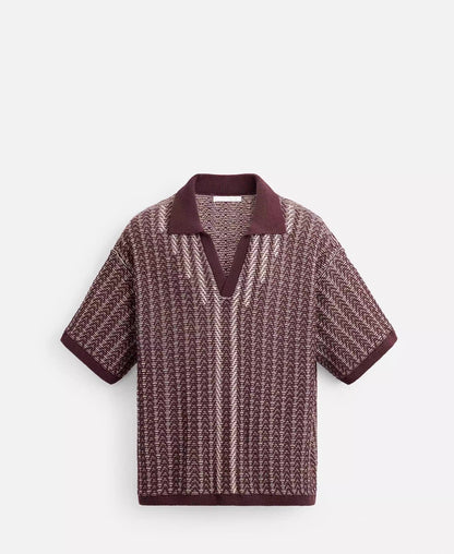 OPEN COLLAR KNIT POLO – ROT