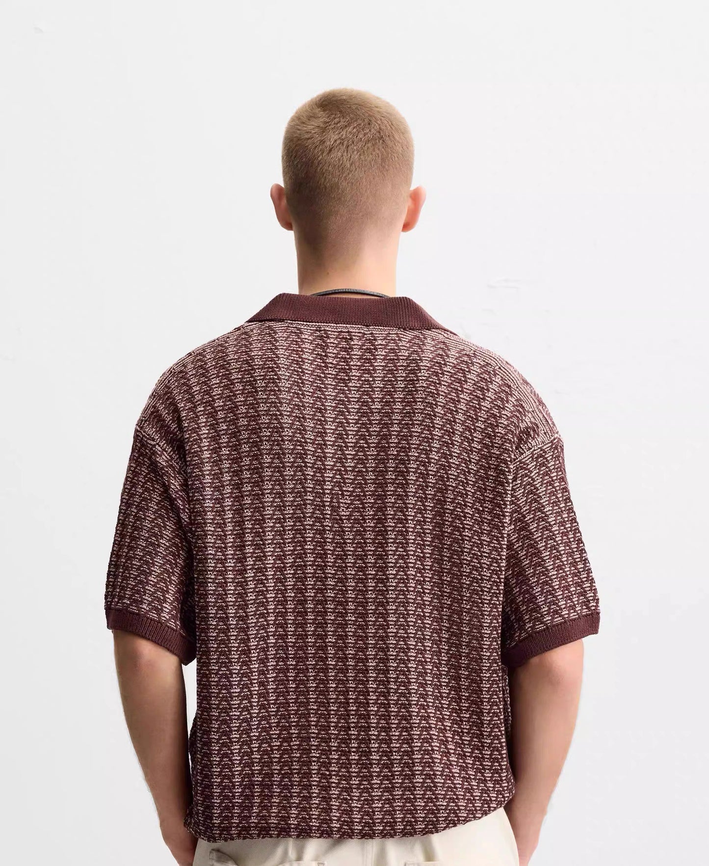 OPEN COLLAR KNIT POLO – ROT