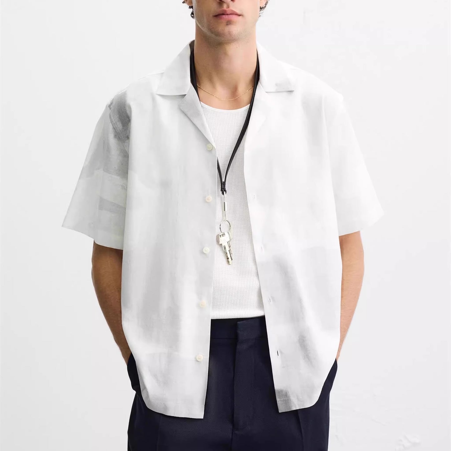 ZWEIFARBIGES HEMD – WEIẞ UND GRAU