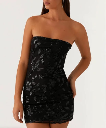 TRENDY MIT PAILLETTEN BESTICKTES SEXY TUBEKLEID